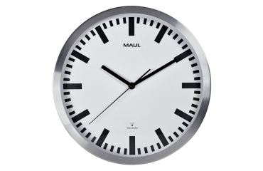 Horloge murale MAULpilot RC Ø305x45mm aluminium/blanc avec pile