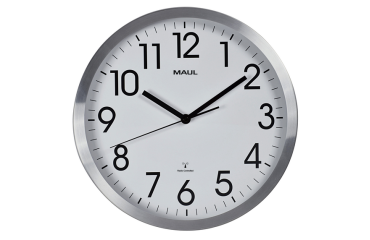 Horloge murale MAULmove RC Ø305x45mm aluminium/blanc avec pile