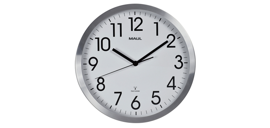 Horloge murale MAULmove RC Ø305x45mm aluminium/blanc avec pile