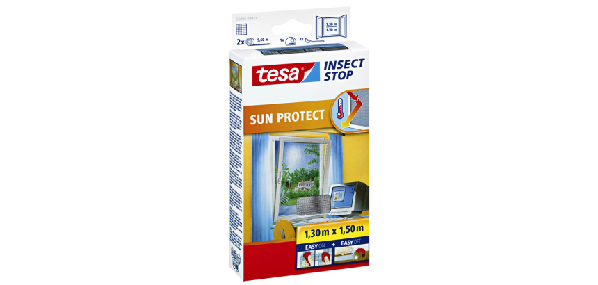 tesa® Insect Stop SUN PROTECT mosquito net for windows 1.3x1.5m anthracite