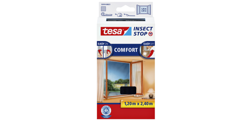 tesa® Insect Stop COMFORT Fliegengitter Fenster 1,2x2,4m anthrazit