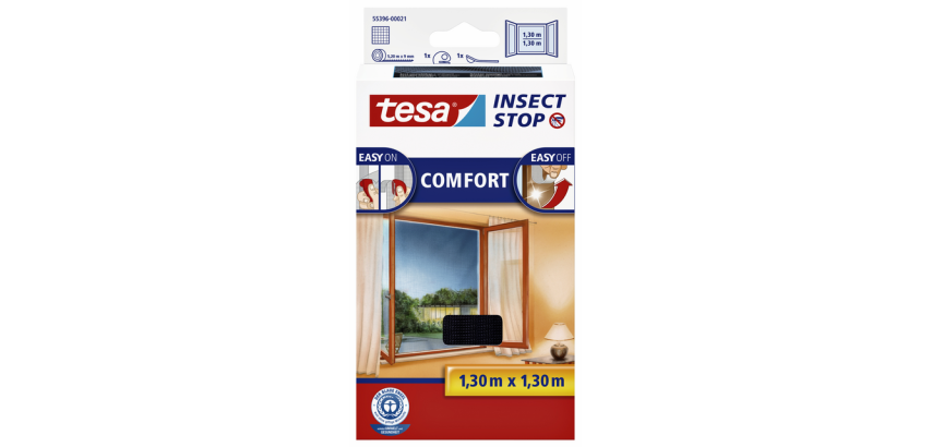 tesa® Insect Stop COMFORT Mosquito Net Window 1.3x1.3m Anthracite