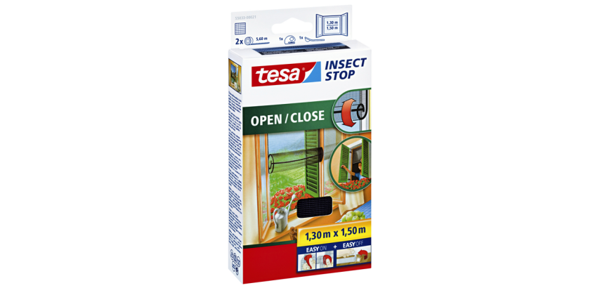tesa® Insect Stop OPEN/CLOSE Fliegengitter Fenster 1,3x1,5m anthrazit