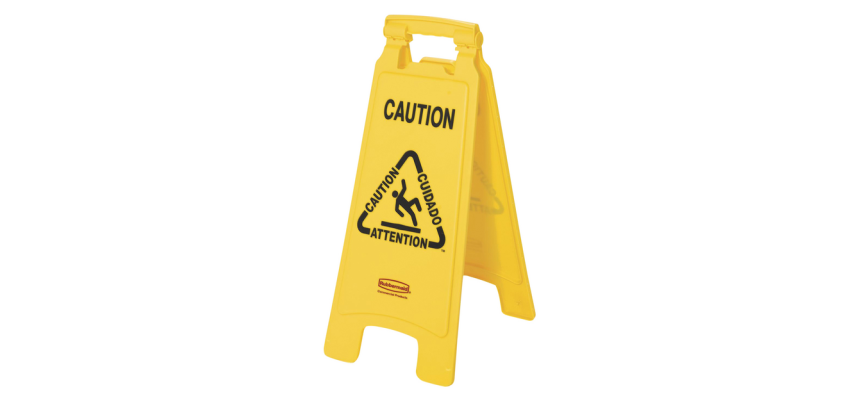 Rubbermaid Double-Sided Multilingual Warning Sign 64cm Yellow