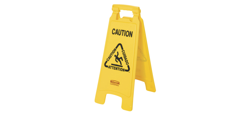 Panneau d’avertissement Rubbermaid double-face multilingue 64cm jaune