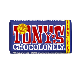 Chocolade Tony's Chocolonely donker melk pretzel toffee reep 180gr