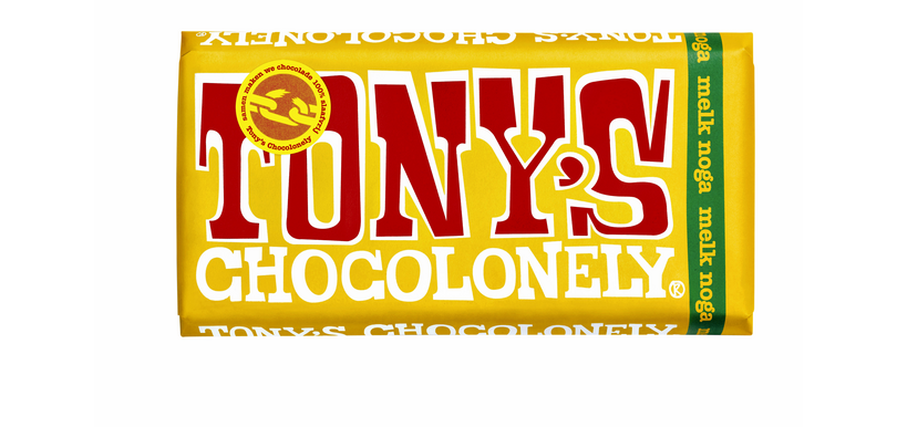 Chocolade Tony's Chocolonely melk noga reep 180gr