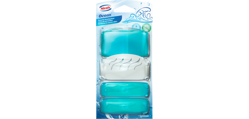 Bloc WC Air Plus Ocean 55ml avec support 3 pièces