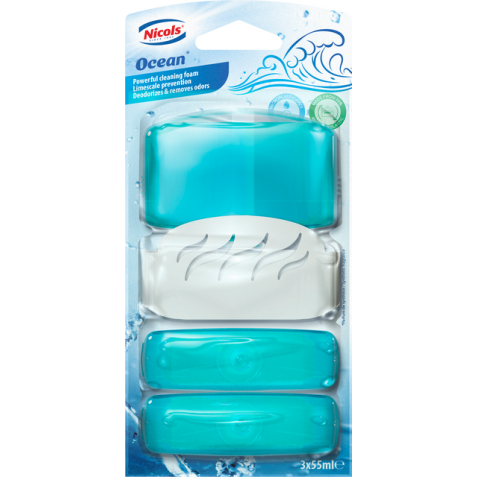 Toiletblok Air plus ocean 55ml met houder 3 stuks