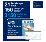 Handdoek Tork H2 Xpress Premium multifold 2-laags 212x255mm 21x150 vel wit 100289