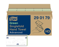 Toalla de mano plegada en V Tork H3 Advanced verde - Caja de 3750