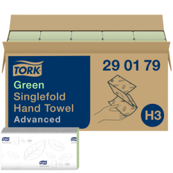 Toalla de mano plegada en V Tork H3 Advanced verde - Caja de 3750