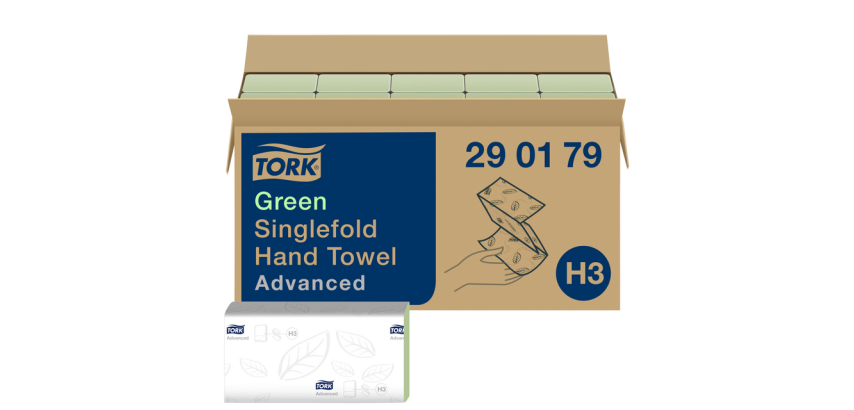 Toalla de mano plegada en V Tork H3 Advanced verde - Caja de 3750