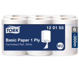 Rouleau d'essuyage Tork Basic M2 Centerfeed 120155 1 épaisseur 300m blanc