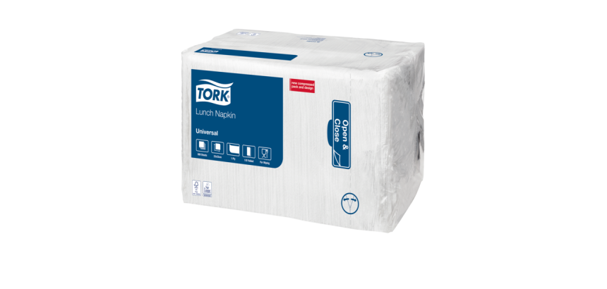 Serviettes Tork 509308 Universal 1 épaisseur pli 1/8 325x325mm blanc 500 pièces