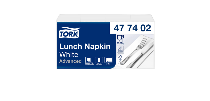Tork Advanced Napkin 477402 2-ply 1/8 fold 328x325mm white 200 pieces