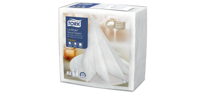 Tork LinStyle Premium Serviette 478711 1/4 Falz 1-lagig 390x390mm weiß 50 Stück
