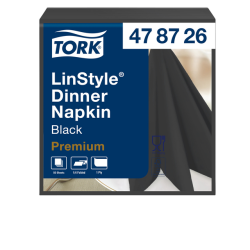 Serviette Tork LinStyle Premium 478726 1 épaisseur pli 1/4 390x390mm noir 50 pièces