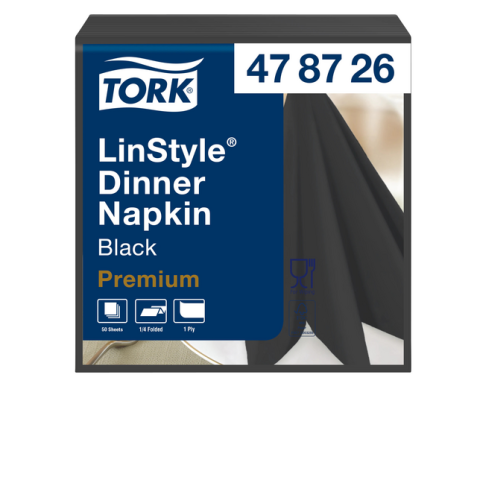 Dinnerservetten Tork  LinStyle 1/4-vouw 1-laags 50st zwart 478726