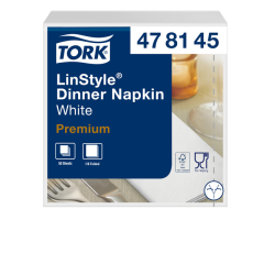 Serviette Tork LinStyle Premium 478145 1 épaisseur Pli 1/8 390x390mm blanc 50 pièces