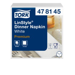 Serviette Tork LinStyle Premium 478145 1 épaisseur Pli 1/8 390x390mm blanc 50 pièces