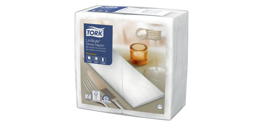 Tork LinStyle Premium Napkin 478145 Fold 1/8 1-ply 390x390mm white 50 pieces
