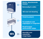 Reinigingsdoekdispenser Tork W4 Performance gevouwen rood 654008