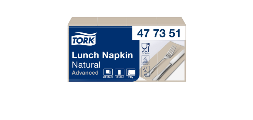 Serviette Tork Advanced 477351 2 épaisseurs pli 1/8 328x325mm naturel 200 pièces