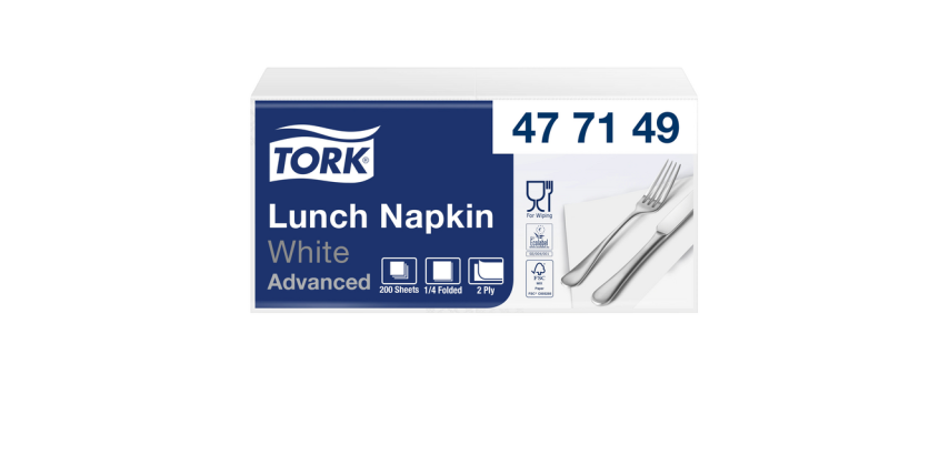Tork Advanced Napkin 477149 2-ply 1/4 fold 328x325mm white 200 pieces