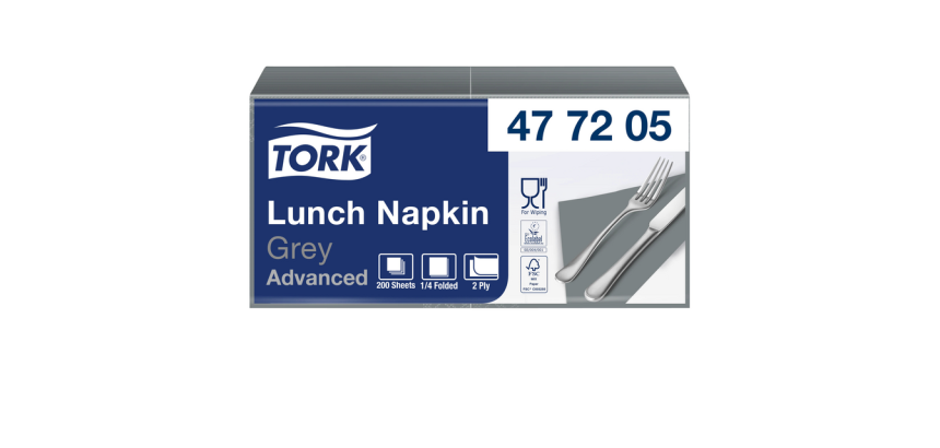 Tork Advanced Napkin 477205 2-ply fold 1/4 328x325mm gray 200 pieces