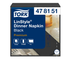 Serviette Tork Premium LinStyle Dinner 478151 Pli 1/8 noir 50 pièces