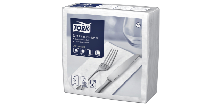 Serviette Tork Advanced 477579 3 ép pli 1/8 395x390mm blanc 150 pièces