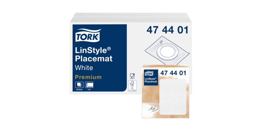 Set de table Tork LinStyle Premium 474401 2 épaisseurs 390x300mm blanc 100 pièces