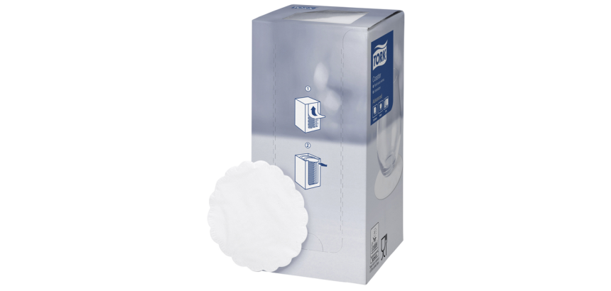 Tork Advanced Coasters 474474 8-ply scalloped white 250 pieces