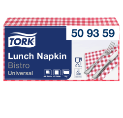 Serviette Lunch Tork Universal 509359 1 épaisseur pli 1/4 328x325mm rouge bistro 400 pièces