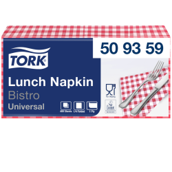 Serviette Lunch Tork Universal 509359 1 épaisseur pli 1/4 328x325mm rouge bistro 400 pièces