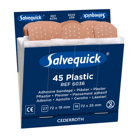 Pansements Salvequick recharge plastique 6036 6 cartes 45 pièces