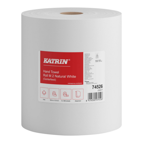 Essuie-mains Katrin 74526 Medium 2 épaisseurs 500 feuilles blanc