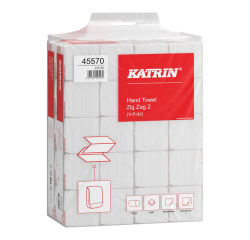 Essuie-mains Katrin 45570 pli-Z  2 épaisseurs 224x230mm blanc 20x 200 feuilles