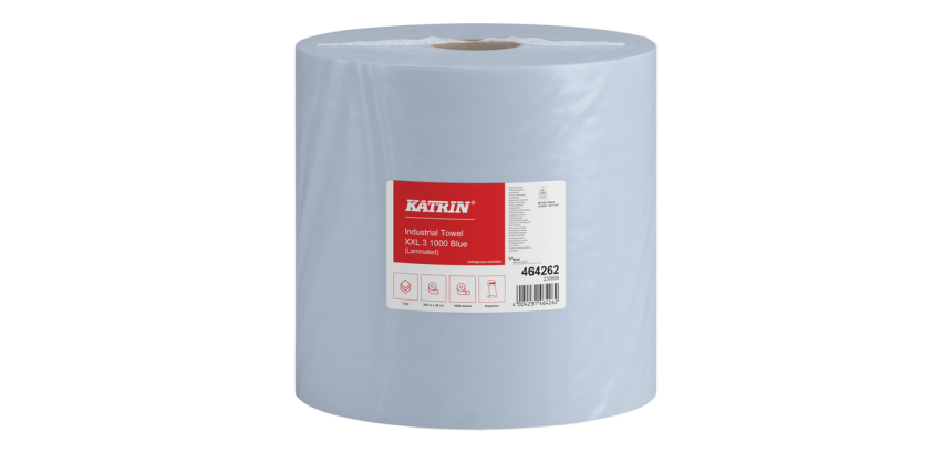 Poetspapier Katrin Industrial extra groot 3-laags 1000 vel blauw 464262