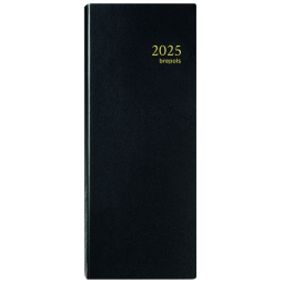 Agenda 2025 Brepols Saturnus Lima long 7 jours/2 pages noir