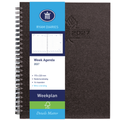Agenda 2027 Ryam Weekplan Wire-o 7dagen/2pagina's zwart