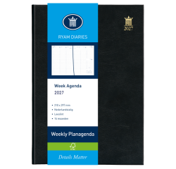 2027 Ryam Weekly Mundior Agenda 7 days/2 pages black
