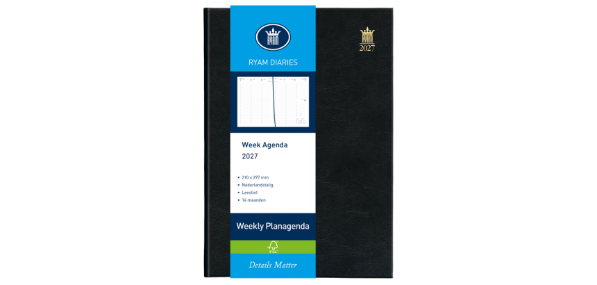 Agenda 2027 Ryam Weekly Mundior 7dagen/2pagina's zwart