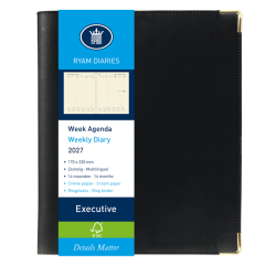 Agenda 2027 Ryam Executive Nappa 7dagen/2pagina's ringplastic zwart