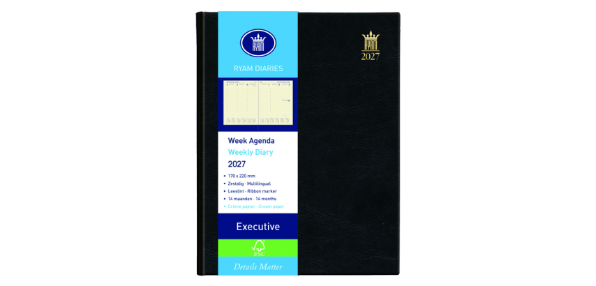 Agenda 2027 Ryam Executive Mundior 7 jours/2 pages noir