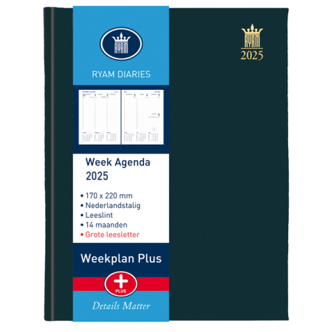 Agenda 2025 Ryam Weekplan Plus Mundior Mercury 7 jours/2 pages noir