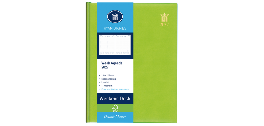 Agenda 2027 Ryam Weekplan Weekend Desk Lazio 7dagen/2pagina's assorti