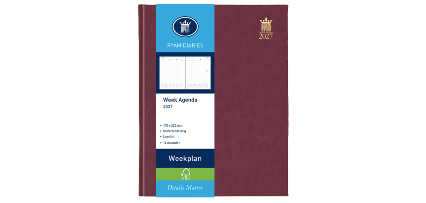Agenda 2027 Ryam Weekplan Mundior 7dagen/2pagina's bordeaux