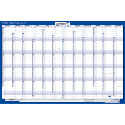 Jaarplanner 2025 Legamaster  1 persoon 90x60cm horizontaal gelamineerd Engelstalig